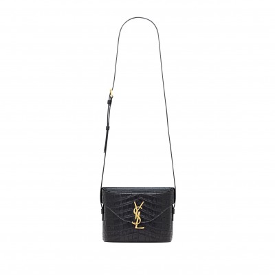 YSL JUNE BOX BAG IN CROCODILE-EMBOSSED LEATHER 728606AAAOH1000 (19*15*8cm)